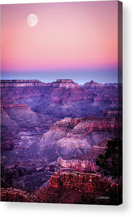 Full Moon Acrylic Print featuring the photograph Full Moon at Sunrise by Jim Carlen