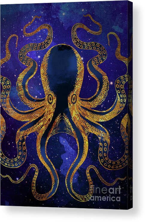 Galaxy Acrylic Print featuring the digital art Galaxy Octopus by Sambel Pedes