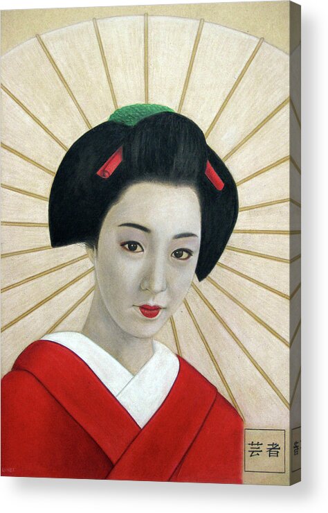 Geisha Acrylic Print featuring the painting Geisha by Lynet McDonald