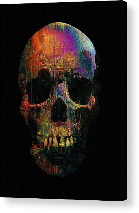 Skull Acrylic Print featuring the digital art Glitchy Species by Nicebleed