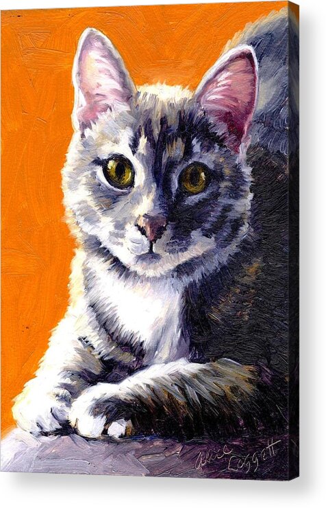 Cat Acrylic Print featuring the painting Gray Tabby by Alice Leggett