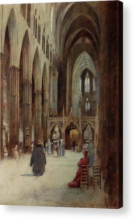 Warwick Goble Acrylic Print featuring the drawing Greater Abbeys of England 1908 - Westminster Abbey by Warwick Goble