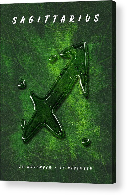 Astrology Acrylic Print featuring the digital art Green Sagittarius by Andrea Gatti