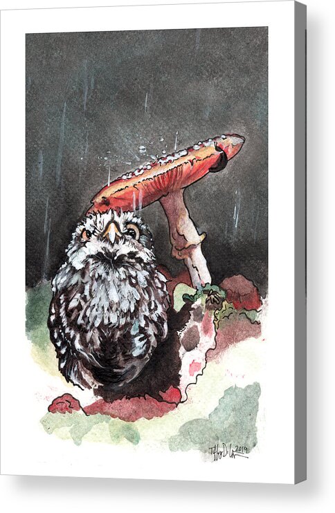 Bird Acrylic Print featuring the painting Grumpy Owl by Tiffany DiGiacomo