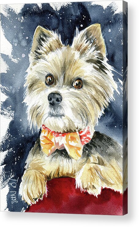 Yorkshire Acrylic Print featuring the painting Guido Yorkshire Terrier Dog Painting by Dora Hathazi Mendes