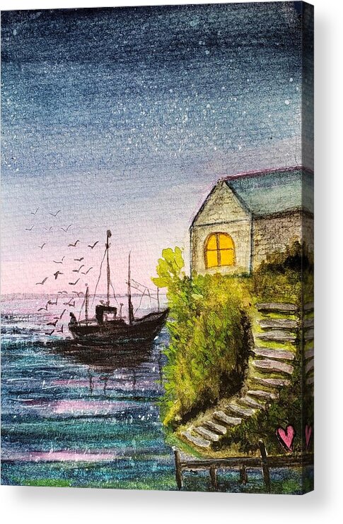 Fishing Acrylic Print featuring the painting Heading Home by Deahn Benware