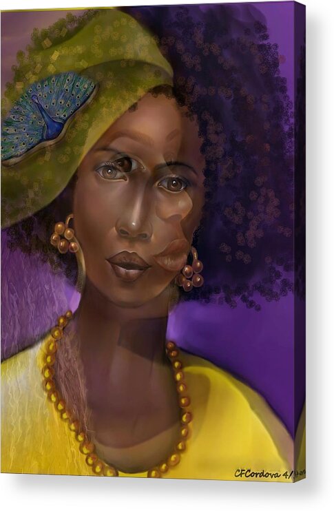 Oshun Goddess Acrylic Print featuring the digital art Hija de Oshun by Carmen Cordova