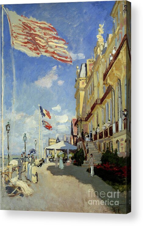 Hotel Des Roches Noires In Trouville Acrylic Print featuring the painting Hotel des Roches Noires in Trouville by Claude Monet
