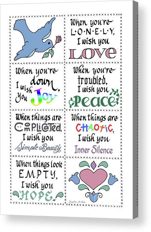 Love Acrylic Print featuring the drawing I Wish You Love by Jacqueline Shuler