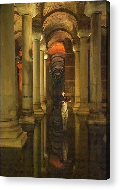 Basilica Cistern Acrylic Print featuring the photograph Istanbul Basilica Cistern by Rebecca Herranen