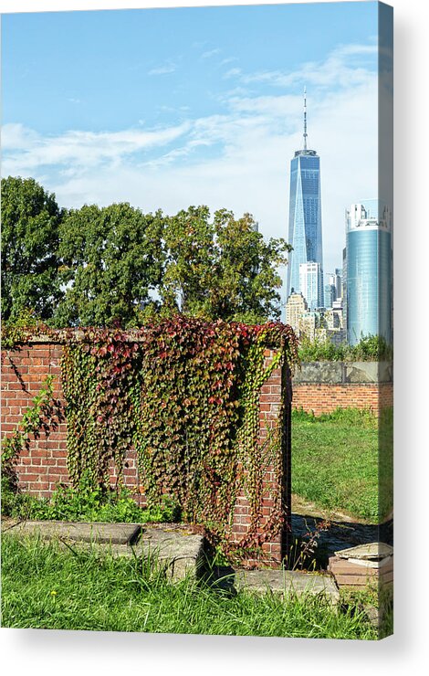 Governors Island Acrylic Print featuring the photograph Ivy covered brick wall by Cate Franklyn