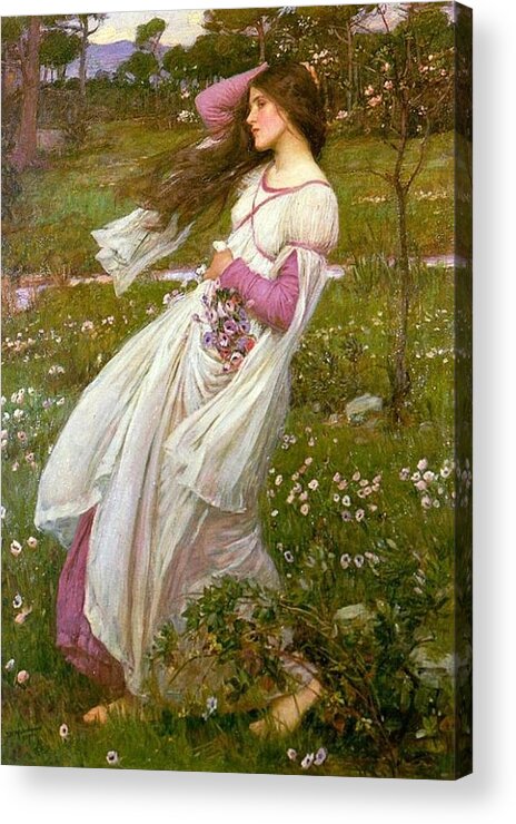  Acrylic Print featuring the painting John William Waterhouse - Windflowers by Les Classics