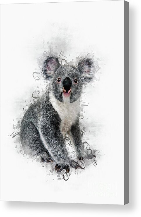 Cute Acrylic Print featuring the digital art Koala Bear Art by Ian Mitchell