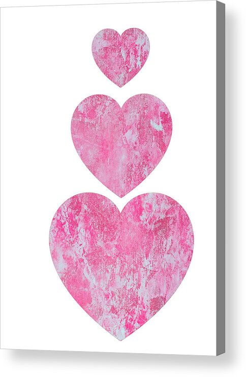 Hearts Acrylic Print featuring the mixed media Lace Hearts in the Clouds by Moira Law