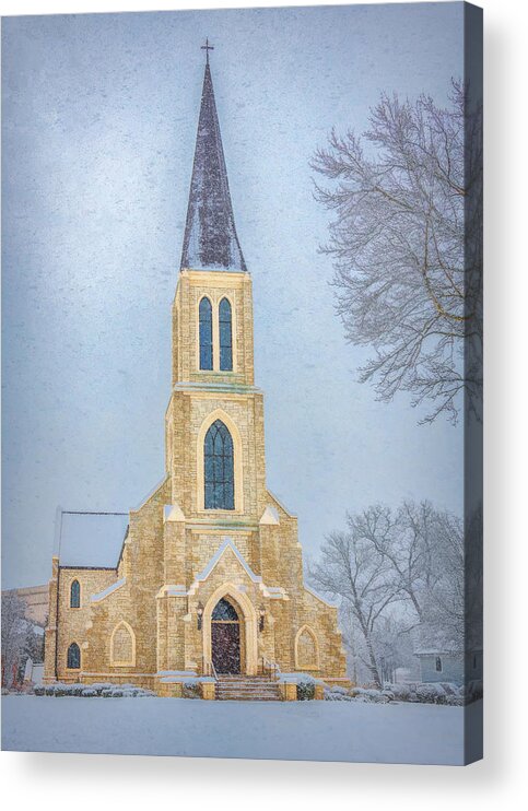 Lee University Acrylic Print featuring the photograph Lee University Chapel on a Snowy Day by Marcy Wielfaert