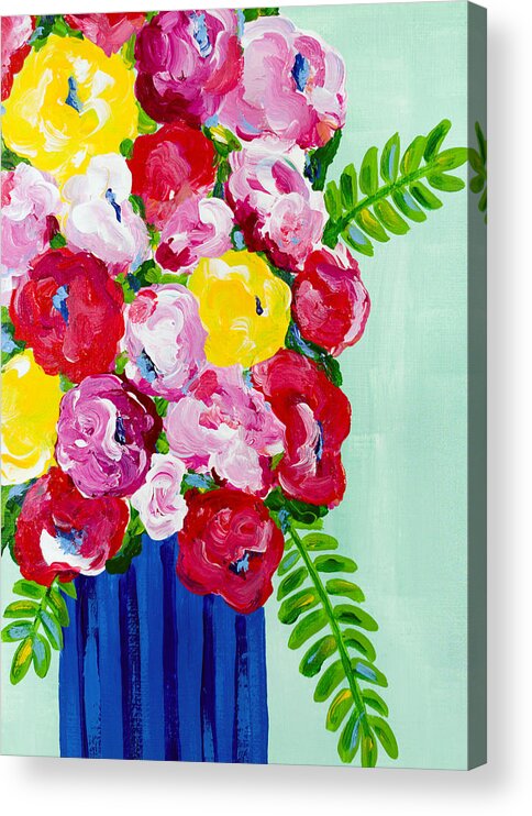 Abstract Floral Acrylic Print featuring the painting Lemon Lime by Beth Ann Scott