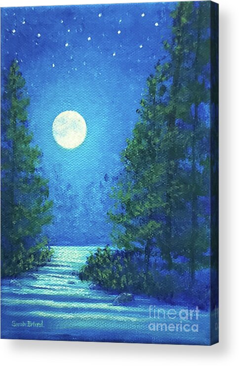 Lonesome Acrylic Print featuring the painting Lonesome Moon by Sarah Irland