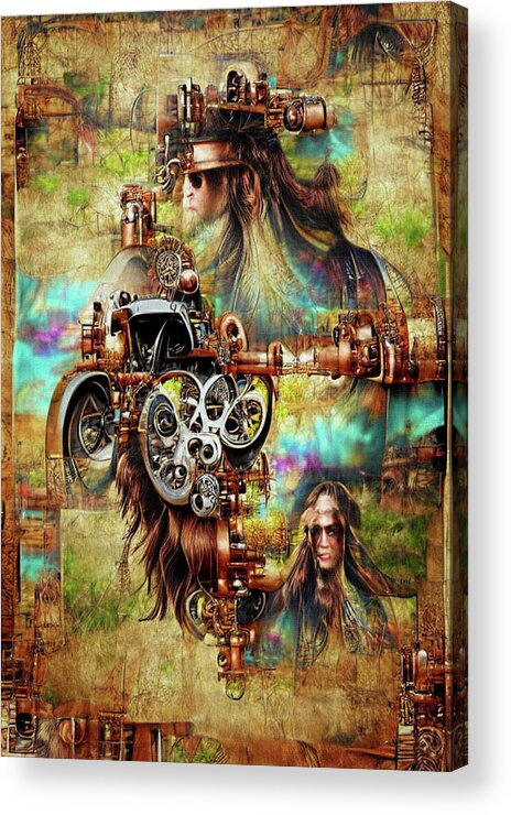  Acrylic Print featuring the digital art Long Haired Hippie Freak by Michelle Hoffmann