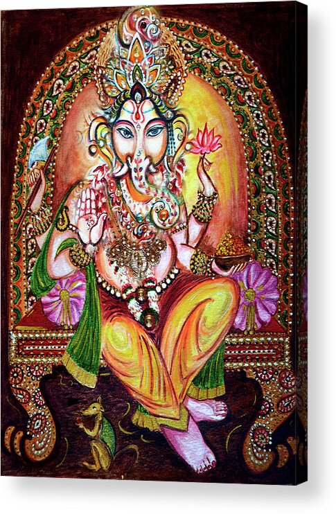 Ganesha Acrylic Print featuring the painting Lord GANESHA by Harsh Malik