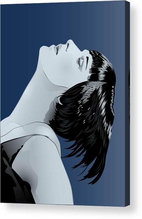 Louise Brooks Official Acrylic Print featuring the digital art Louise Brooks in Berlin - Indigo Dusk by Louise Brooks