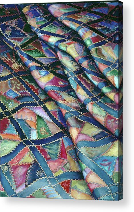 Watercolor Acrylic Print featuring the painting Maid of Bedlam Quilt by Helen Klebesadel