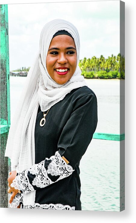 Malaysia Acrylic Print featuring the photograph Shades Of Islam - Malaysian local woman, Sabah, Borneo by Earth And Spirit