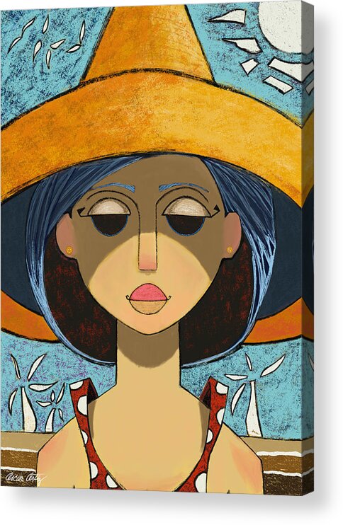 Sun Acrylic Print featuring the painting Marisol Humacao Puerto Rico 1970 by Oscar Ortiz