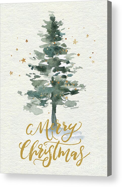 Merry Christmas Acrylic Print featuring the painting Watercolor Christmas Tree #2 by Modern Art