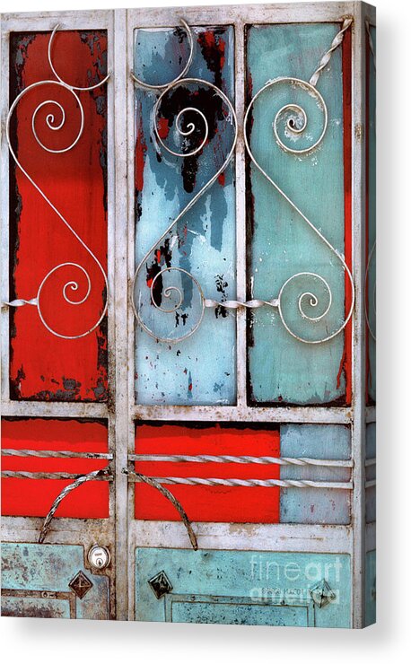 Mexico Acrylic Print featuring the photograph Mexico photos - Red White and Blue Door by Sharon Hudson