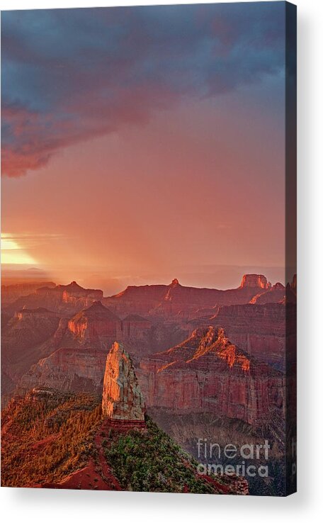 Dave Welling Acrylic Print featuring the photograph Monsoon Rain North Rim Grand Canyon Arizona by Dave Welling