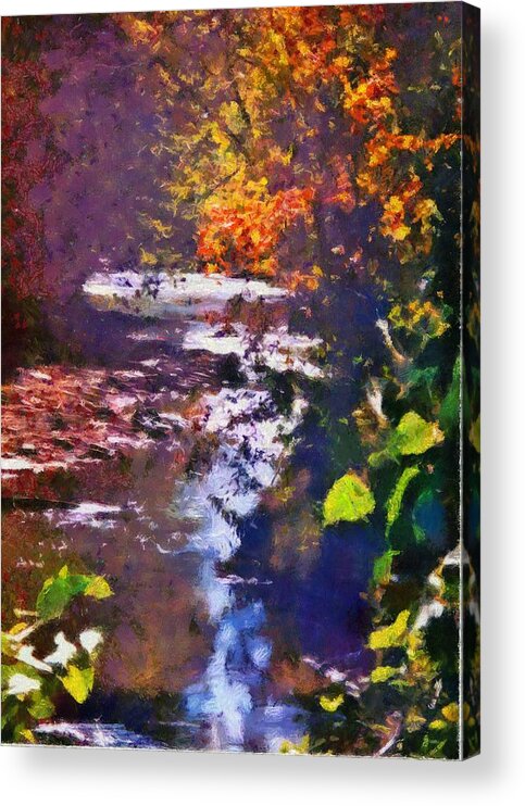 Montour Creek Acrylic Print featuring the mixed media Montour Creek in the 1990s by Christopher Reed