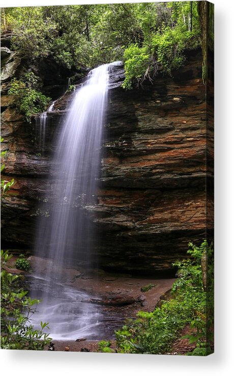 Moore Cove Waterfall North Carolina Acrylic Print featuring the photograph Moore Cove Waterfall North Carolina by Carol Montoya