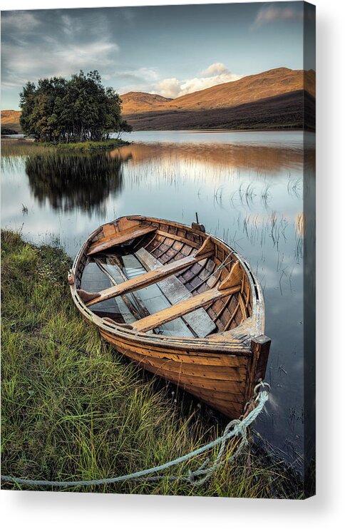 Loch Awe Acrylic Print featuring the photograph Moored on Loch Awe by Dave Bowman