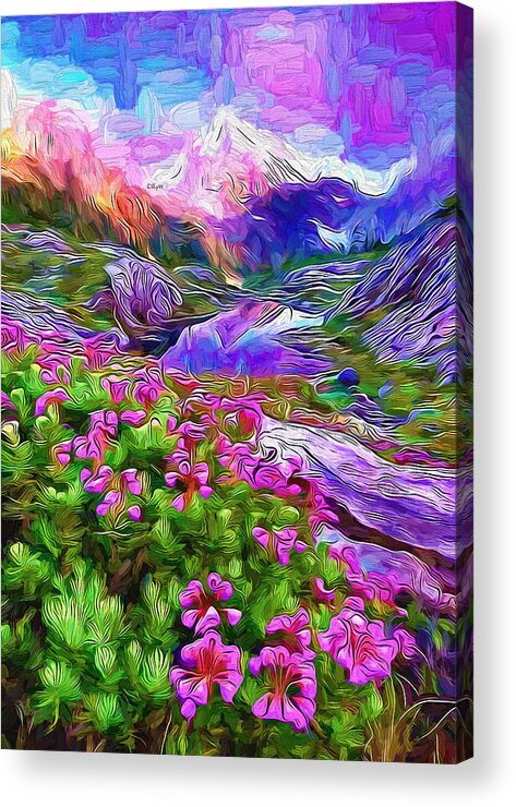 Paint Acrylic Print featuring the painting Mountain field 2 by Nenad Vasic