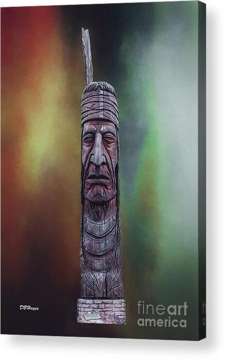 Totem Acrylic Print featuring the mixed media Native American Totem Artistry by DB Hayes