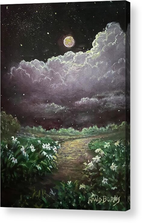 Moonlight Acrylic Print featuring the painting Night Beacon by Rand Burns