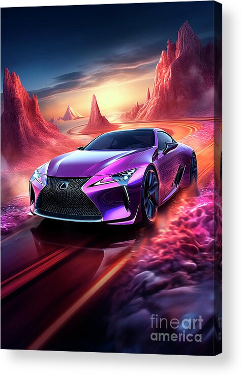 Vehicles Acrylic Print featuring the drawing No01351 Lexus LC by Clark Leffler