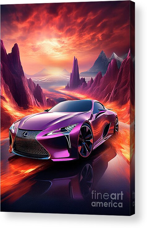 Vehicles Acrylic Print featuring the drawing No01359 Lexus LS by Clark Leffler