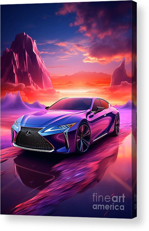 Vehicles Acrylic Print featuring the drawing No01363 Lexus LS Hybrid by Clark Leffler