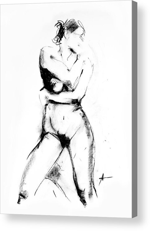 Nude Acrylic Print featuring the drawing Nude 013 by Ani Gallery