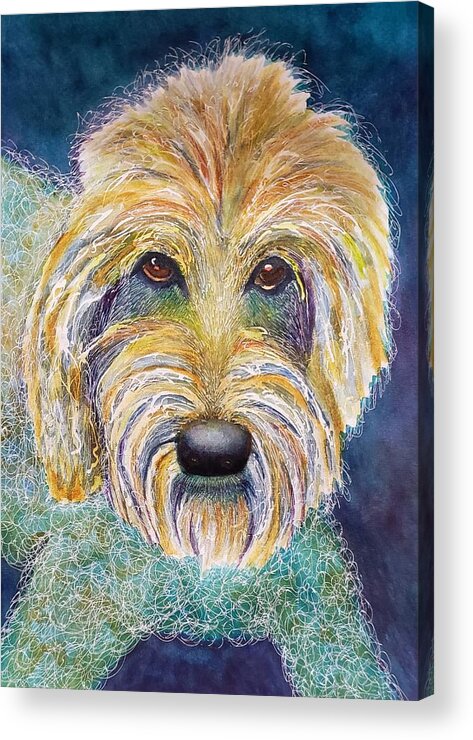 Golden Doodle Acrylic Print featuring the painting Oh Lucy by Kim Shuckhart Gunns