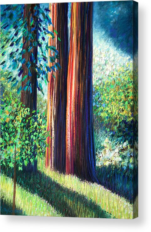 Redwoods Acrylic Print featuring the painting Old Growth by Polly Castor