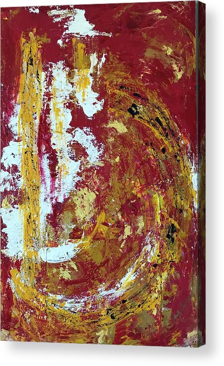 Red Acrylic Print featuring the painting Opening by Medge Jaspan
