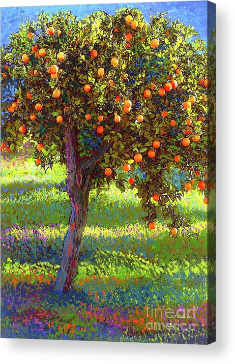 Landscape Acrylic Print featuring the painting Orange Fruit Tree by Jane Small