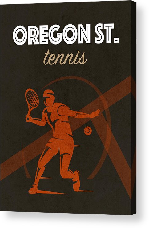 Oregon State Acrylic Print featuring the mixed media Oregon State Tennis College Sports Vintage Poster by Design Turnpike