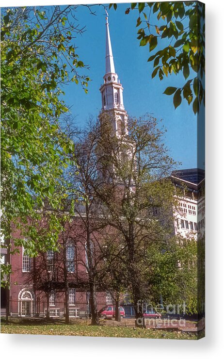 Boston Acrylic Print featuring the photograph Park Street Church in Boston by Bob Phillips