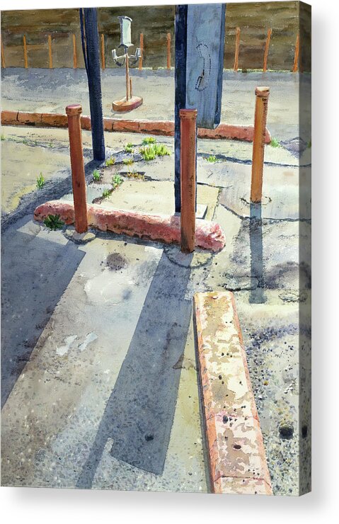 Diner Acrylic Print featuring the painting Parking Lot at the Chick Inn by Lisa Tennant