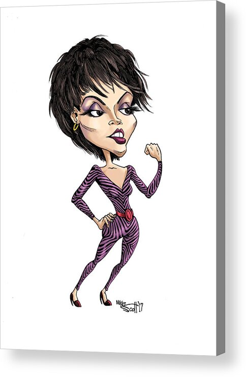 Cartoon Acrylic Print featuring the drawing Pat Benatar in color by Mike Scott