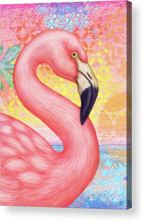 Flamingo Acrylic Print featuring the painting Pink Flamingo Abstract by Amy E Fraser
