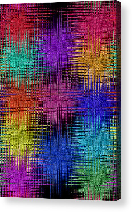 Abstract Acrylic Print featuring the digital art Pom Poms Fireworks - Abstract by Ronald Mills